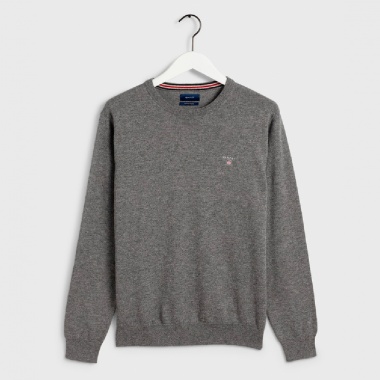 Jersey cuello redondo gris algodón lana