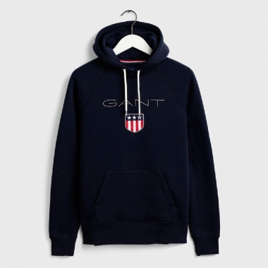 Sudadera con Capucha Azul Marino Logo Gant