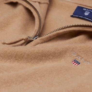 Jersey lana extrafina beige media cremallera