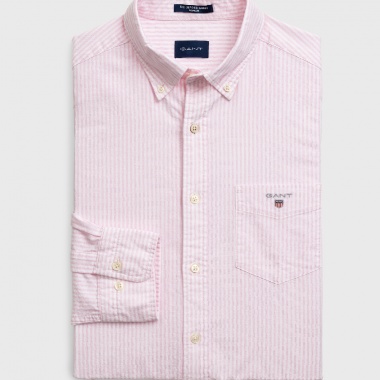 Camisa Oxford a Rayas Finas Rosa Gant