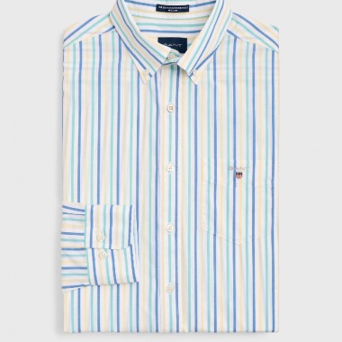 Camisa a rayas azules y amarillas