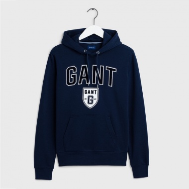 Sudadera logo universitario capucha azul marino