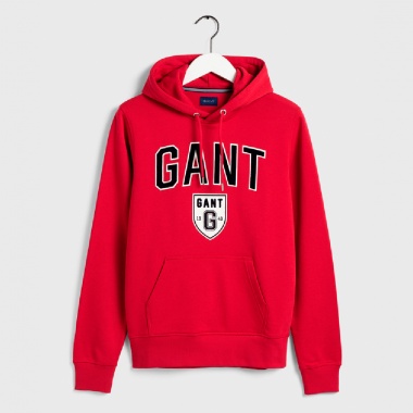 Sudadera logo universitario capucha rojo