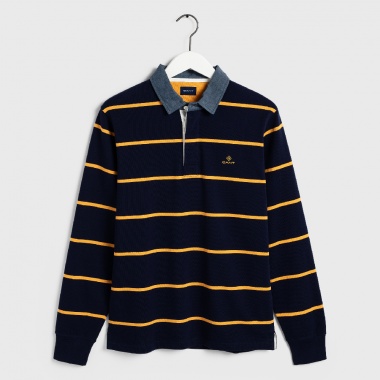 Polo piqué estampado rayas marino