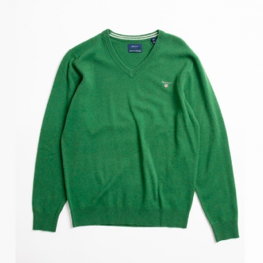 Jersey cuello pico verde claro lana extrafina