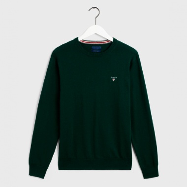 Jersey cuello redondo verde algodón lana