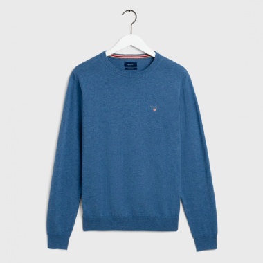 Jersey cuello redondo indigo algodón lana