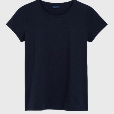 Camiseta de cuello redondo en algodón elástico