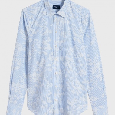 Camisa de rayas finas con estampado de flores