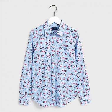 Camisa Scribble estampado flores azul