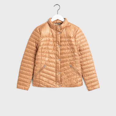 Chaqueta acolchado metálico dorada