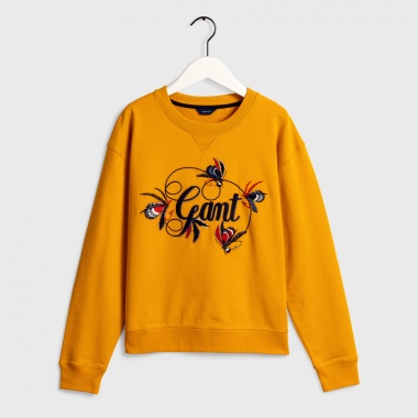 Sudadera bordada mostaza