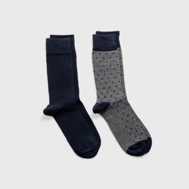 Pack de 2 Calcetines Lisos y de Lunares Gris