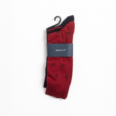 Pack 2 calcetines ancla y rayas rojo