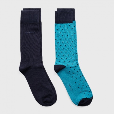 Pack 2 calcetines lisos lunares azul