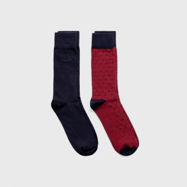 Pack 2 calcetines lisos lunares granate