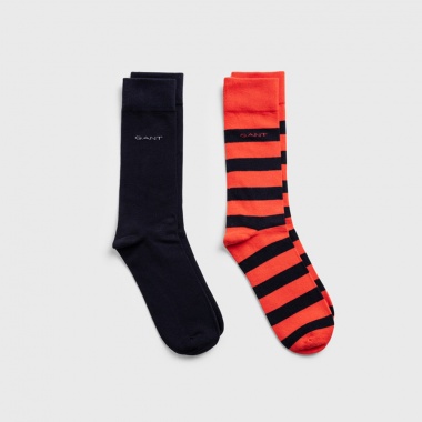 Pack 2 calcetines liso y rayas naranja
