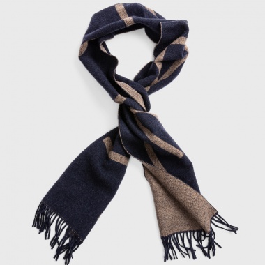Bufanda Logo lana azul y beige