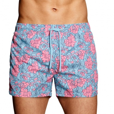 Bañador Trazo Flores Rosa y Azul