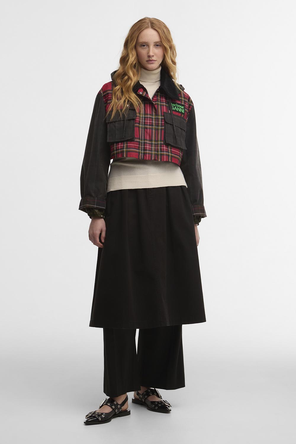 Chaqueta Barbour x GANNI Tartan Peplum Waxed Barbour | ILikeToBuy
