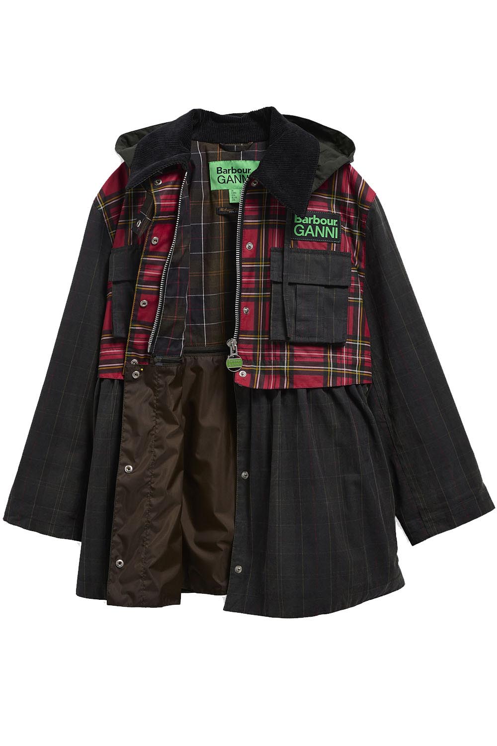 Chaqueta Barbour x GANNI Tartan Peplum Waxed Barbour | ILikeToBuy