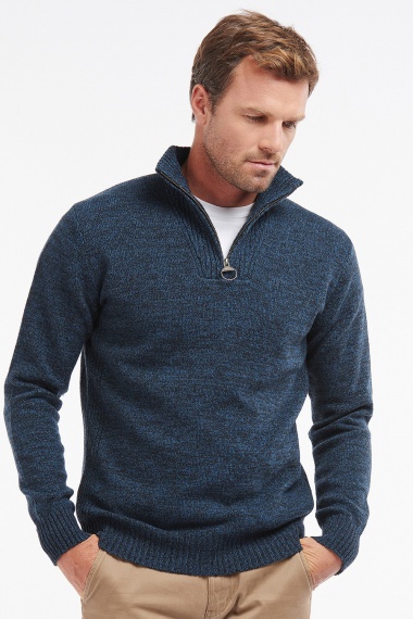 Jersey azul cremallera cuello pico