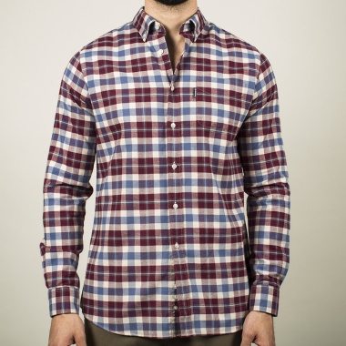 Camisa a cuadros granate azul y blanco