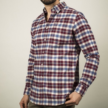 Camisa Tom cuadros granate blanco