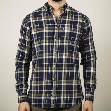 Camisa a cuadros amarillo, azul y gris