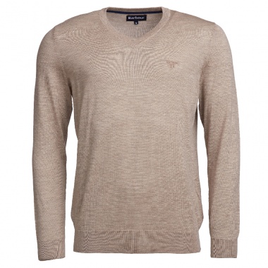 Jersey Beige Cuello de Pico Lana Merino