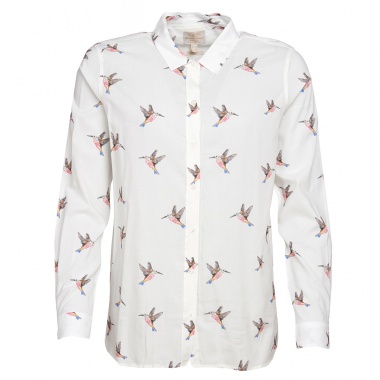 Camisa Kingfiser blanco pájaros