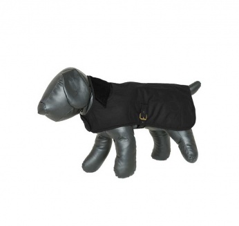 Abrigo mascotas encerado negro tartán rojo