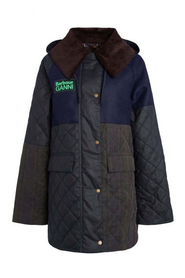 Chaqueta Barbour x GANNI Short Burghley Quilted Wax