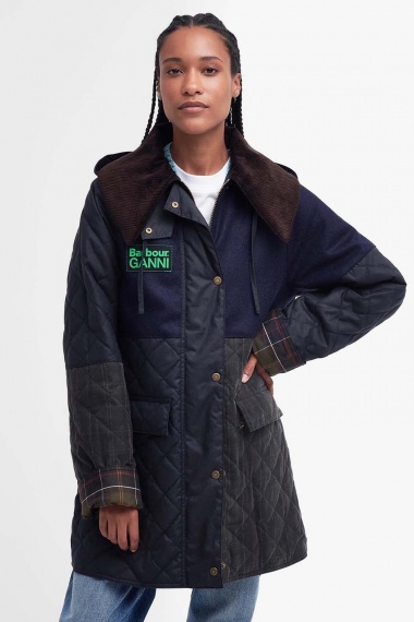 Chaqueta Barbour x GANNI Short Burghley Quilted Wax
