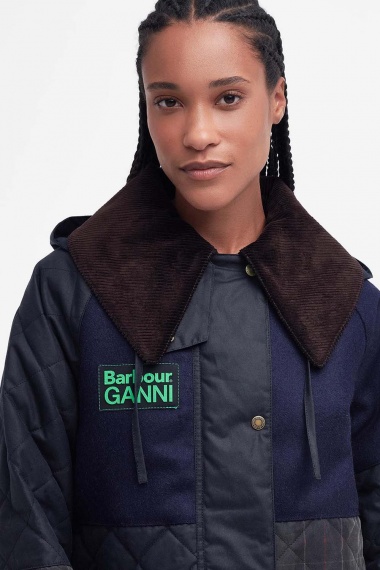 Chaqueta Barbour x GANNI Short Burghley Quilted Wax