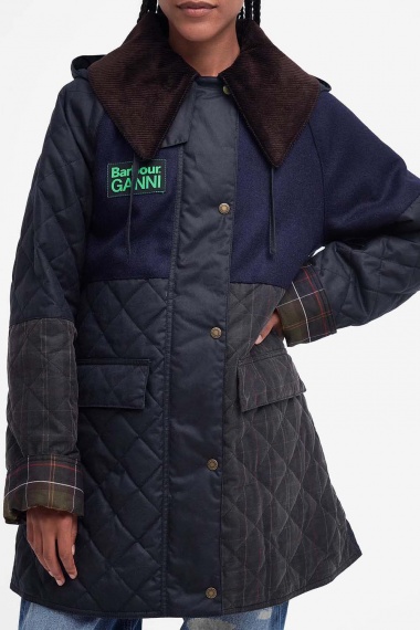 Chaqueta Barbour x GANNI Short Burghley Quilted Wax