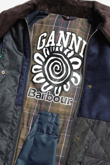 Chaqueta Barbour x GANNI Short Burghley Quilted Wax