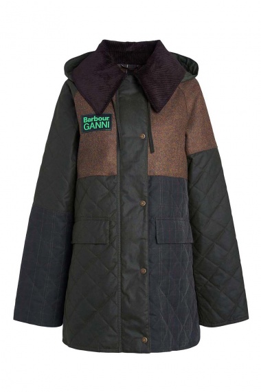 Chaqueta Barbour x GANNI Short Burghley Quilted Wax