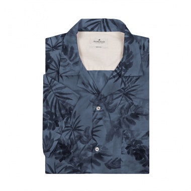 Camisa palmeras azul tinta