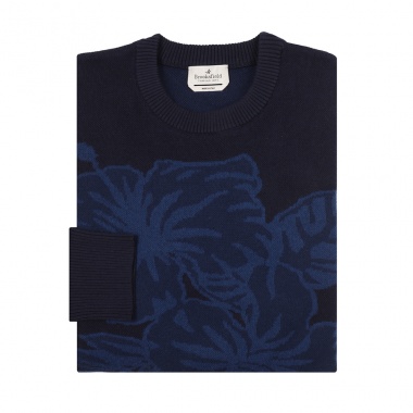 Jersey jacquard botánico marino