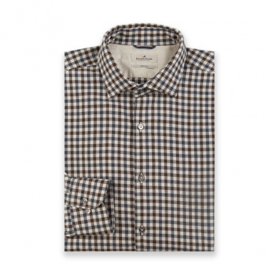Camisa cuadros marrón azul