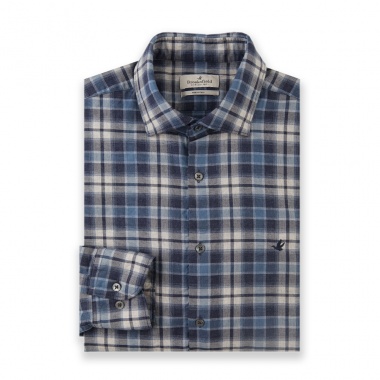 Camisa cuadros azul gris