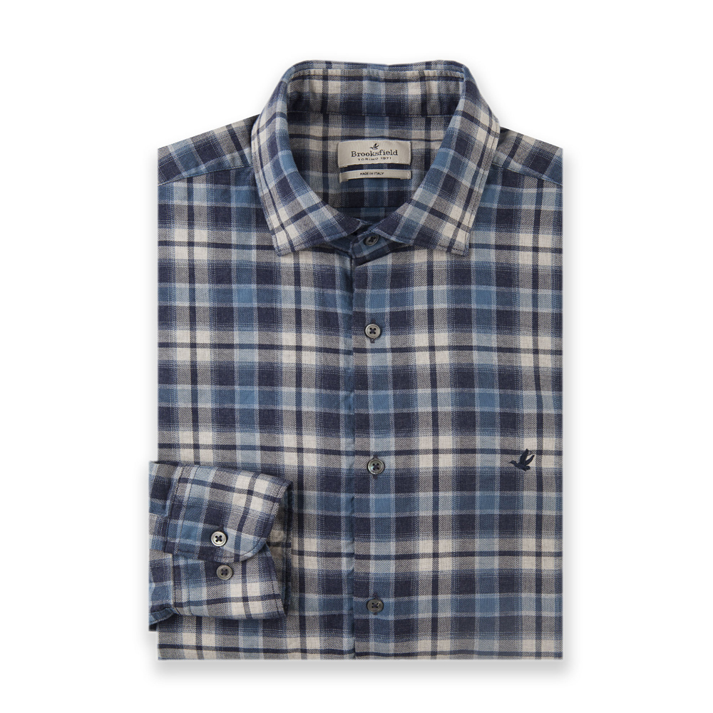 camisa a cuadros azul