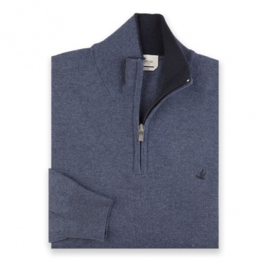 Jersey cuello zip azul indigo