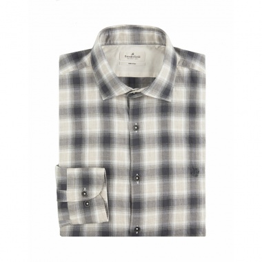 Camisa cuadros marfíl gris