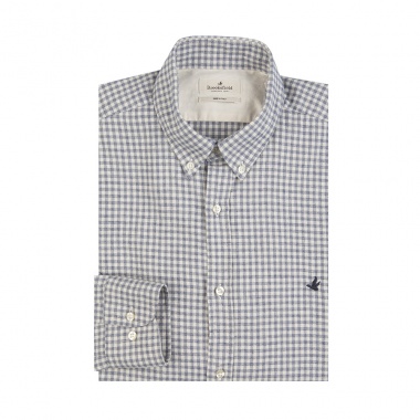 Camisa franela blanco azul