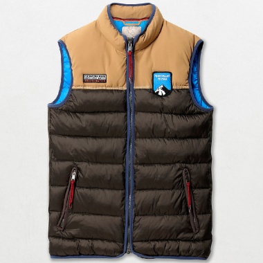 Chaleco Aric bicolor camel y verde