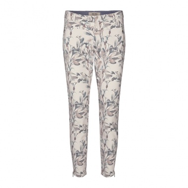 Pantalón Sienna oliva flores azul