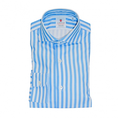 Camisa blanca rayas celestes