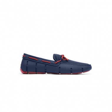 Mocasín Braded Lace marino suela rojo
